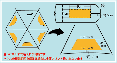 折り畳み傘55cm6本骨名入れ印刷面積